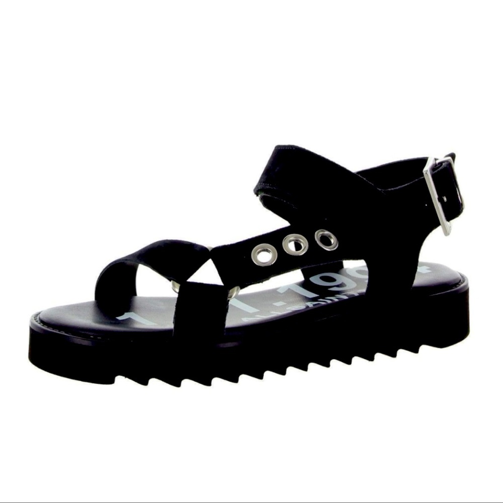 AllSaints Rhianne Suede Black Sandals